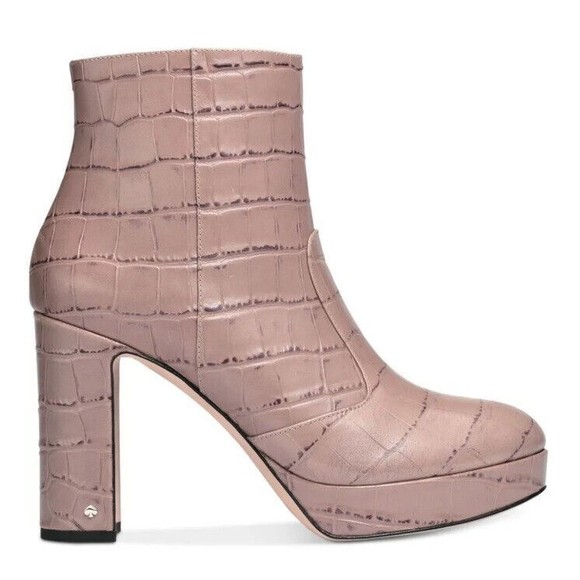 KATE SPADE Barrett Snake Print Round Toe Platform Leather Booties Beige (Size 6) - Picture 2 of 12